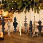 12Pcs Christmas Honeycomb Ornaments for Tree, 3D Paper Honeycomb Hanging Decorations Vintage Finial Christmas Ornaments Lanterns for Xmas Tree New Year Holiday Party Home Decor, Brown Khaki Beige