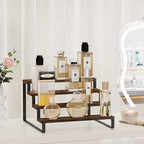 YINMIT Wooden Display Riser Stand, Tiered Perfume and Cologne Organizer Stand, 4 Tier Spice Rack Organizer, Rustic Display Shelf for Candles (4 Tier)