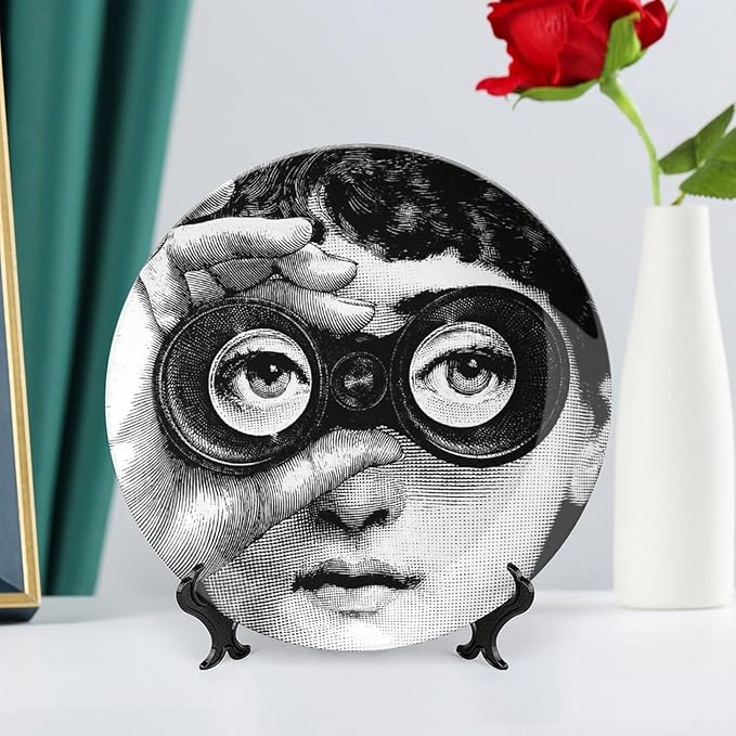 Lina Cavalieri Plate, Wall Decorative Plate, Mysterious Face Plate Wall Hanging Decoration,Including Bracket And Special Spring HooK,style-8,10inch