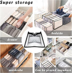 ULENDIS 9 Pack Wardrobe Clothes Organizer for Drawers, Foldable Clothes Drawer Mesh Separation Box, Drawer Dividers for Clothes Pants Jeans T Shirt (2Jeans+2Bra+(Legging+Shirt+Panties+Sock)*1)