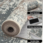 Ciicool 2x6 Washable Runner Rug, Modern Abstract Hallway Rugs Runner, Non-Slip Thin Accent Rug Lightweight Gray Brown Print Distressed Carpet for Laundry Entryway Bedroom Kitchen Bathroom Indoor