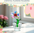 Crystal Peach Blossom Mini Ornament Figurine 2.9 * 1.5in Glass Flower Decoration for Home Office for Mom