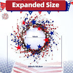 Patriotic Wreaths for Front Door with Lights, 20inch 4th of July Wreaths Red White and Blue Berry Star Summer American Flag Wreath for Independence Day Flag Day Memorial Day Window Wall Decor