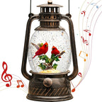Christmas Snow Globes Cardinal Gifts,Christmas Decorations Cardinal Snow Globe, Musical Lantern Light Up 6H Time Glitter Globe Cardinal Red Bird Memorial Gift for Women