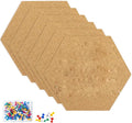 TUPARKA 6 Pack Cork Board Hexagon Bulletin Boards Cork Tiles 8.2"x7" - 1/4" Self-Adhesive Corkboards with 50 Push Pins Mini Wall for Wall Home School Office Decorative