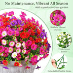 MARTINE MALL 24 Bundles Look Real Artificial Flowers for Outdoors, Realistic Fake Outdoor Flowers, UV Resistant Silk Petunia Flowers for Outside Faux Flowers Plants for Outdoor Porch, Mix Colors