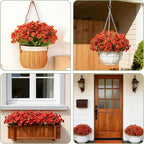 16 Bundles Artificial Fall Flowers for Outdoor Realistic Faux Flower Garden Home Decoration, Hanging Autumn Fall Decor Daisy with Eucalyptus Leaves Fake Plants Greenery Porch Patio Front Door Decors