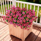 Artificial Flowers Faux Plants for Outdoor Fake Flower Spring Decoration, 12 Bundles Silk Daisy Bulk UV Resistant Realistic for Outside Porch Patio Balcony Planter Yard Garden Home Decor(Pink)