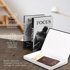 Motivational Desk Décor Set of 3 Decorative Books for Modern Home Office Decor Shelf Aesthetic Black & White Faux/Fake Books for Decoration Minimalist Book Box for Coffee Table Bookshelf TV Stand