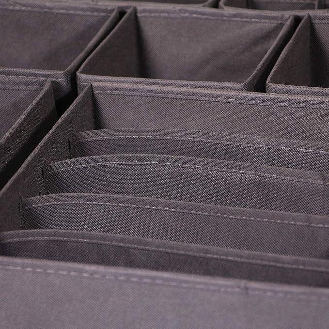DIOMMELL 21 Pack Foldable Cloth Storage Box Closet Dresser Drawer Organizer Fabric Baskets Bins Containers Divider for Baby Clothes Underwear Bras Socks Lingerie Clothing,Dark Grey 11-4249