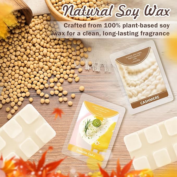 SCENTORINI Wax Melts, Wax Cubes Strong Scent, Summer Scents, 4 Cashmere & 4 Vanilla Cake Scented Wax Melts for Warmer, Home Fragrances