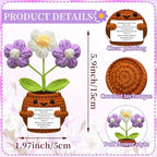 Wavwavw Christian Gift for Women Positive Handmade Crochet Doll with Bible Verse Prayer Card Inspirational Scripture Religious Crochet for Christmas Sunday Group Church(Purple Puff Flower)