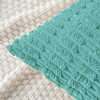 MIULEE Pack of 2 Corduroy Decorative Throw Pillow Covers 20x20 Inch Soft Boho Striped Pillow Covers Modern Farmhouse Home Decor for Summer Sofa Living Room Couch Bed Aqua Green