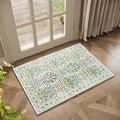 Washable Entry Rug 2x3 Feet, Non-Slip Indoor Entryway Bathroom Kitchen Mat, Vintage Floral Design Rug Perfect for Entryway Décor