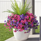 Artificial Flowers for Outdoors Faux Plants Outside Indoor,UV Resistant Silk Fake Petunia Tall Ferns for Home Patio Garden Back Yard Front Poch Decor Spring Summer(13 Bunchs,Dk. & Lt. Purple)