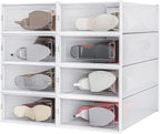 PARANTA 8-Piece Boot and Shoe Storage Box, Stackable Clear Plastic Shoe Box, Space-Saving Shoe Organizer for Boots, Sneakers, and High Heels, Clear
