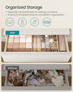 SONGMICS Set of 4 Drawer Organizers, Closet Organizers for Underwear, 80 Cells, Foldable Sock Holders, 11.8 x 11.8 x 3.9 Inches, for Storing Socks, Ties, Belts, Sand Beige URUS011K01