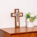 OKSQW Wall Wooden Cross Christians Cross Spiritual Religious Gifts With Hook on Hanging Wall Or Table With Blessed For Church Home Room Decoration For Christmas (Resin Small)