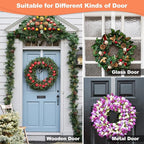 15" Clear Wreath Hanger for Front Door, Invisible Over The Door Hook, Non-Scratch 10lb Heavy Duty Year-Round Decor & Organization for Christmas, Easter, Home