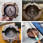 Cigar Ash Trays for Men Dad Home Ashtrays Personalized Walnut Wooden Outdoor Cigar Ash Tray With Name for Husband Grandpa Groomsmen Fathers Day Birthday Anniversary Christmas