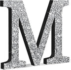 Qunclay 8'' Silver Crystal Diamond Bling Letters Crushed Diamond Decoration Wooden Glitter Letter with Screw and Hooks Rhinestone Gift for Wedding Y2k Mcbling Bedroom Wall Decor (Letter M)