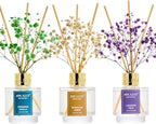 Airkeep Reed Diffuser Set of 3, Cinnamon Vanilla Lavender Field Moroccan Amber Oil Reed Diffusers for Bedroom Living Room Office Aromatherapy Oil Reed Diffuser for Gift 50ml x 3