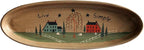 CVHOMEDECO. Primitive Rustic House Willow Tree Sheep Wood Decorative Plate Oval Crackled Display Wooden Plate Home Décor Art, 15-1/2 X 5-3/4 Inch