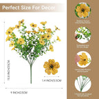 Artificial Faux Flowers Plants for Outdoors Outside Spring Summer Decoration,12 Bundles Realistic Fake Flowers Plant Greenery Silk Daisy UV Resistant Planters Balcony Porch Patio Garden Home（Yellow）