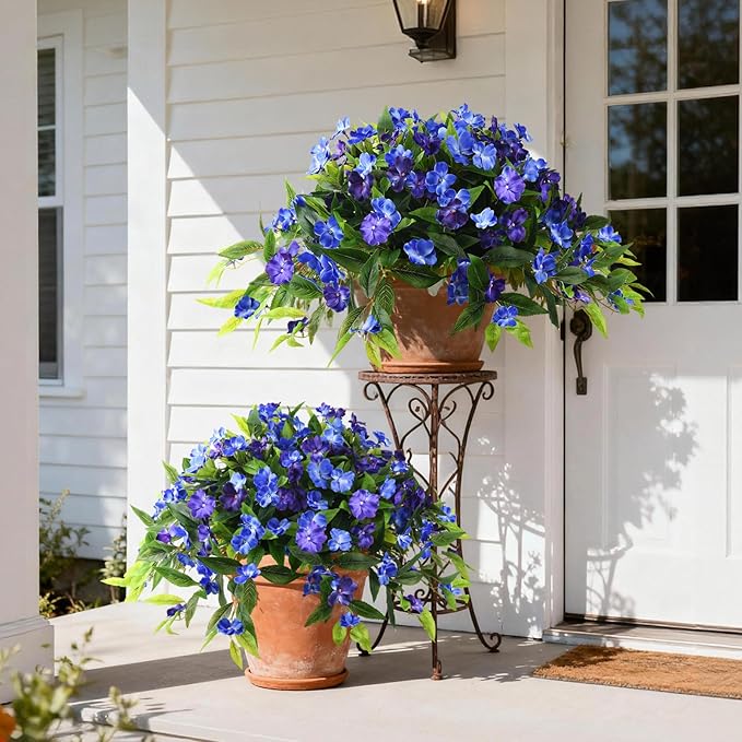 Artificial Fake Hanging Flowers Plants Basket for Outdoors Outside Decoration UV Resistant Faux Silk Flowers Look Real Plastic Flowers for Spring Planters Home Porch Patio Garden Decor