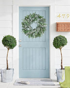 Vlorart 24 Inch Summer Wreath for Front Door, Artificial Outdoor Eucalyptus Wreath, Spring Green Wreaths for Front Door, Boxwood Wreaths with Berries and Olive Leaves for Outside Year Round