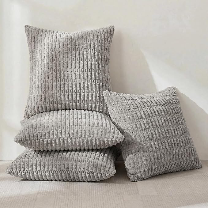 Fancy Homi 4 Packs Decorative Throw Pillow Covers for Living Room Couch Bed, Modern Farmhouse Boho Home Décor Accent Cushion Case, 26" x 26", Gray