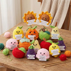 VioraWhite 18 Pcs Positive Fruit Sunflower Emotional Crochet Dolls Bulk Support Encouragement Emotional Knitted Crochet Gifts with Positive Words for Friends Coworker Decorations for Home Office