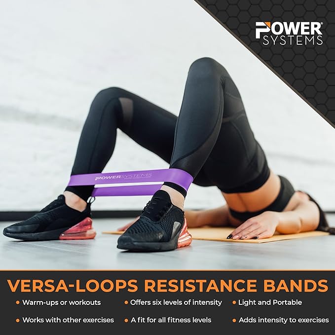 Power Systems Versa Loops – Commercial Grade Resistance Bands, Exercise Loop Bands Kit for Working Out, Elastic Bands for Physical Therapy, Strength, and Fitness Training at Home or Gym