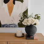 SilkSerenade Large Black Round Vase for Flowers & Table Centerpieces - 11 Inch Rustic Textured Earthy Stone Look, Matte Big Vessel Decorative Arina Modern Farmhouse Wabi Sabi Decor Living Dining Room