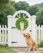 Vlorart 23 Inch Large Boxwood Door Wreaths for Front Door All Season, Artificial Spring Summer Green Wreath with Sash & Bow, Front Door Wreaths for Indoor Outdoor Porch Wall Window Farmhouse Decor