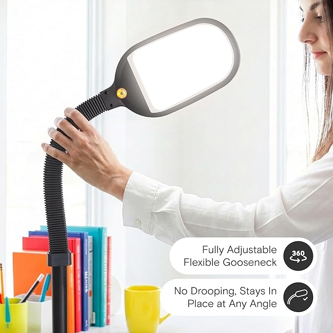 Brightech Litespan - LED Floor Reading Lamp, Modern Wooden Style, Adjustable Gooseneck, 850-950 Lumens, 12W, 3-Year Warranty