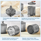 Aoriher 4 Pcs Crystal Glass Candy Jar Set with Lids Home Decorative Storage Jars for Apothecary, Bathroom, Kitchen, and Pantry, Ideal for Cotton Swabs and Jewelry(Medium,Gray)