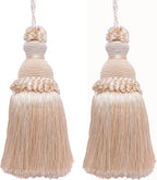 DÉCOPRO Beautiful Hand-Crafted 5" (12.5cm) Key Tassel, 3 1/2" (8.5cm) Loop # IKTJ, Seashell Ivory #5055 (White Ivory, Off White) Set of 2