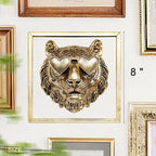 Newinhome Animal Heads Wall Decor (Includes Metal Frame) Resin Animals Sculptures Head Wall Hanging Decoration Gold vintage Wall Sculpture for Living Room Bedroom Office(Tiger)