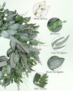 Vlorart 24 Inch Summer Wreath for Front Door, Artificial Outdoor Eucalyptus Wreath, Spring Green Wreaths for Front Door, Boxwood Wreaths with Berries and Olive Leaves for Outside Year Round