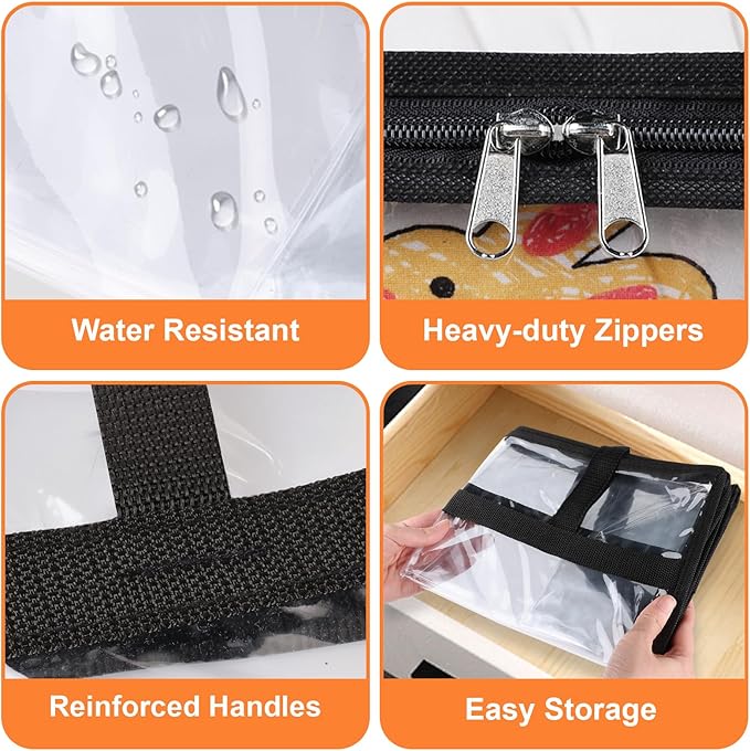 Clear Clothes Storage Bags, 6 Pack Closet Organizers and Under Bed Storage Containers, Foldable Moving Bags with Zippers for Comforter, Blanket, Bedding, Duvet, PVC Packing Bags 40L