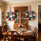 6 PCS 4th of July Hanging Wreaths for Cabinet Small Patriotic Tulip Silk Independence Day Wreaths for Front Door with Red White and Blue Flower Memorial Day Labor Day Candle Wreath for Home Wall Decor
