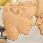 BGCOPPER Wooden Couple Statue, Abstract Couple Sculptures Ornament for Home Decor Women Gift for Anniversary Wedding (10 Inch)