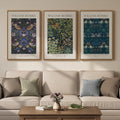 Large Framed Vintage William Morris Wall Art for Living Room, 3 Pieces Strawberry Thief Canvas Artwork for Walls, Retro Classic Floral Illustrations Paintings Pictures for Bedroom, Dining Room, Hallway, Office Wall Decor, Total Size 30x60 in
