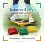 Blue Planet Balance Surfer | Bamboo Balance Board for Office, Standing Desks, Surfing, SUP, Yoga, Exercise! Includes 3 Balance Modules (EVA Foam)