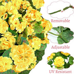 Artificial Geraniums Flowers for Outdoors Spring Decor, 4 Bundles UV Resistant Fake Geraniums Flowers Silk Faux Plants for Home Planter Gardens Table Patio Porch Indoor Cemetery Summer Decor(Yellow)
