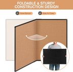 Extra Large Cork Bulletin Board 60" X 36", Foldable Notice Pin Board for Wall, Black Aluminum Framed 5'x3' Corkboard, Wall Mounted Noticeboard with 36 Push Pins for School, Home & Office