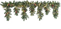 Haute Decor 6 Foot Christmas Pre-lit Holiday Swag for Fireplace Mantels with 100 Energy-Efficient Soft White LED Lights, Faux Berries, Real Pinecones and Built-in Timer