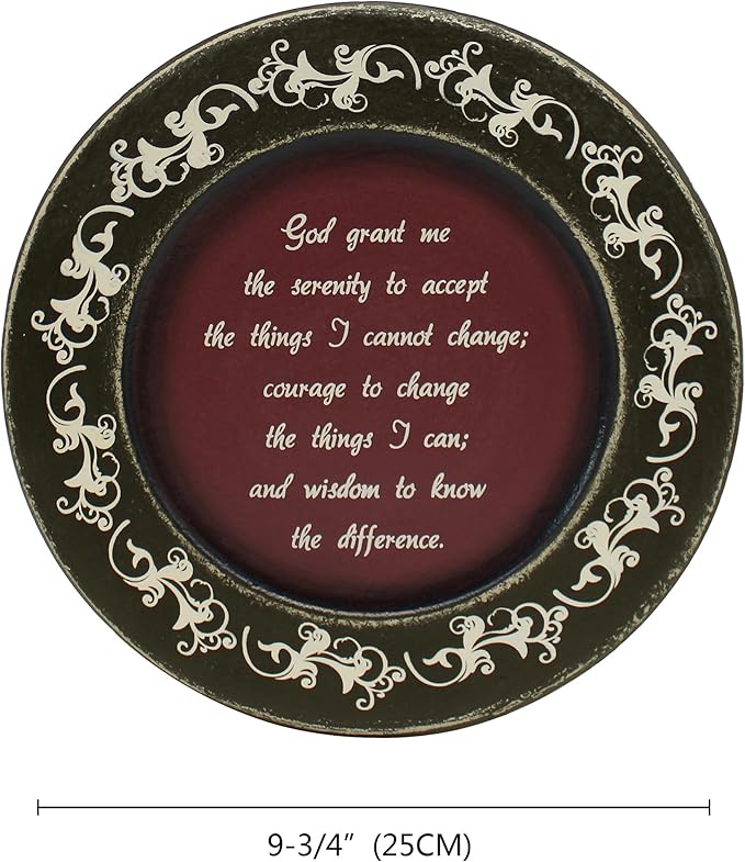 CVHOMEDECO. Primitives Vintage God Grant Me Wood Decorative Plate Retro Display Wooden Plate Home Décor Art, 9-3/4 Inch