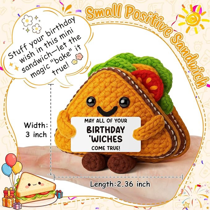 MY-ALVVAYS Birthday Funny Sandwich for Teen Friend Student Mother Father Daughter Son, Handmade Birthday Appreciation Present, Cute Cheer Up Gift for Women Men Collectible Dolls